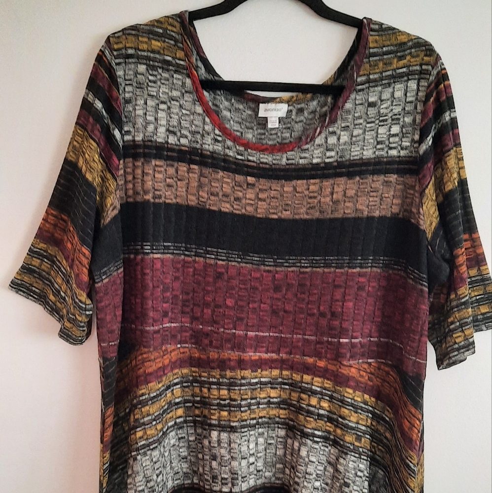 Avenue Knit Multi-colored Striped Skater Dress 22/24